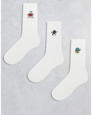 ASOS 3 Pack Socks With Characters Graphics - Gray