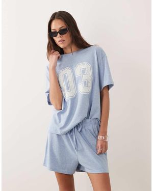 ASOS 03 Graphic Oversized Tee And Short Set - Blue