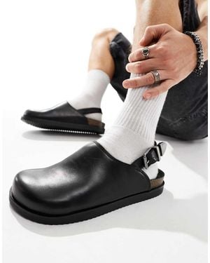 Pull&Bear Slip On Clog With Backstrap - Black