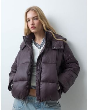 ASOS Mercerized Short Hooded Padded Jacket - Gray