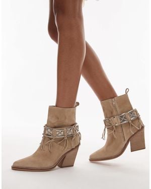 Bronx New-kole Fringe Western Ankle Boots - Brown