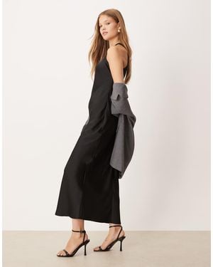 Vila Racer Satin Midi Dress - Natural