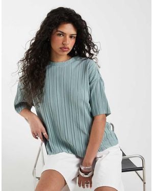 ONLY Boxy Plisse Top - Blue