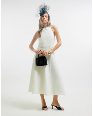 River Island Premium Bow Back Detail Midi Dress - White
