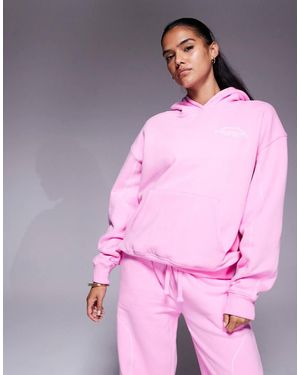 Good For Nothing Overlock Stitch Relaxed Hoodie - Pink
