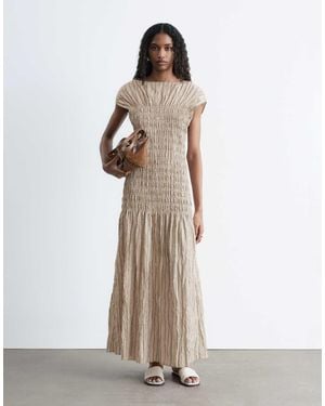 & Other Stories Ruched Crinkle Maxi Dress - Grey