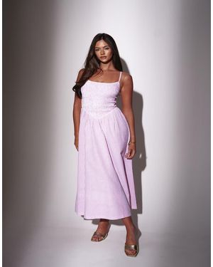 South Beach Stripe Smocked Maxi Dress - Purple