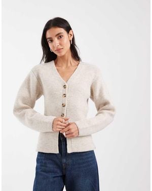 ASOS Gebreid Vest Met Aansluitende Taille - Naturel