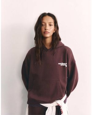 Pull&Bear Hoodie mit grafikprint - Braun