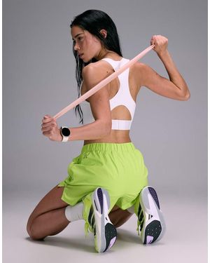 4505 Premium High Impact Zip Front Running Sports Bra With Adjustable Straps And Reflective Detail - White