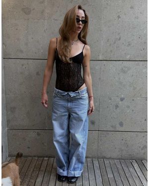 Bershka Lace Strappy Body - Black