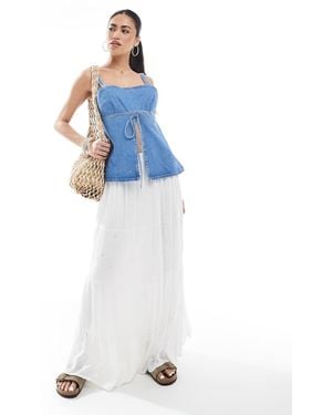 ONLY Textured Maxi Skirt - White
