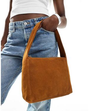 Mango Suede Shoulder Bag - Blue