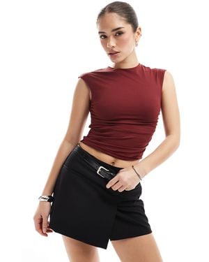 Pull&Bear Polyamide Cut Out Back Top - Red