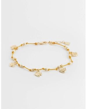 ASOS Cord Anklet With Fish Charms - White
