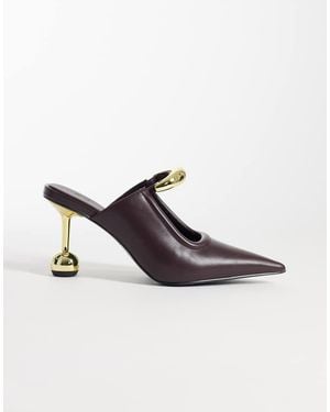 JW PEI Mules Intenso Con Tacón Esférico Y Detalles Metálicos Sofia De -Rojo