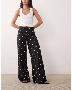 Gina Tricot Wide Leg Jersey Trousers - Black