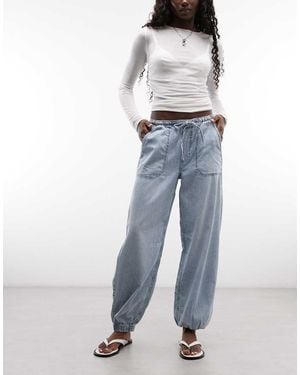 Gap Tie Waist Barrel Leg Jeans - Blue