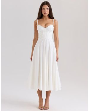 House Of Cb Steffani Stretch Cotton Midi Sundress - White