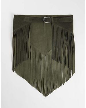 ASOS Suede Fringed Belt - Green