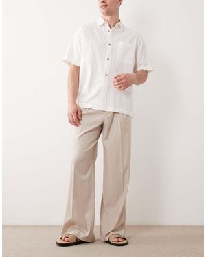 ASOS Smart Loose Leg Trousers With Front Pleat - Natural