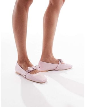 Glamorous Ballerina Flats With Bow Detail - Pink
