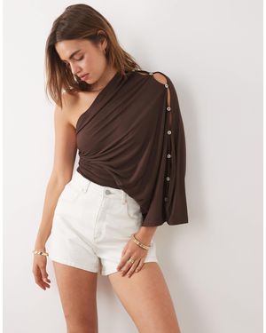ASOS Multi Way Button Up Top - Brown