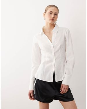 Miss Selfridge Long Sleeve Fitted Shirt - White