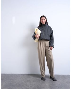 TOPSHOP Double Pleated Slouchy Trouser - Gray