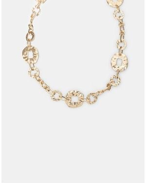 Stradivarius Hammered Ring Metal Belt - Metallic