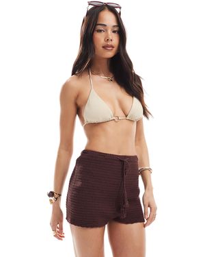 Miss Selfridge Festival Crochet Knit Booty Shorts - Red
