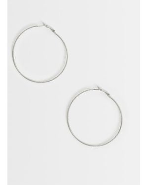 Reclaimed Vintage Large Y2K Skinny Hoop Earrings - Metallic