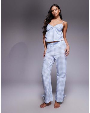 Boux Avenue Pijama Azul A Cuadros Vichy Con Top De Tirantes Y Pantalones De Bambula De