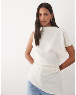 Mango Asymmetric High Neck Blouse - White