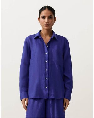 Oysho 100% Linen Relaxed Shirt - Blue