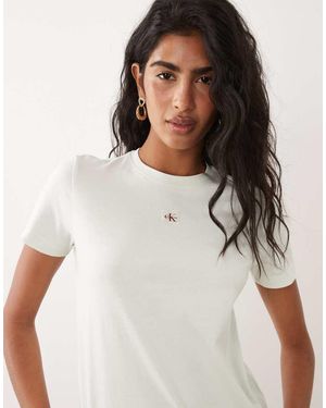 Calvin Klein Klassieke T-Shirt Met Geweven Label - Wit