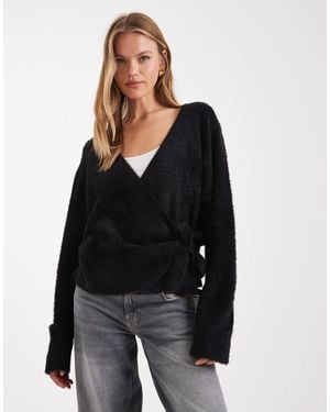 ASOS Knitted Wrap Cardigan - Black