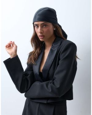 ASOS Asos X The Sourced Collection Cropped Tux Blazer With Satin Scarf - Black