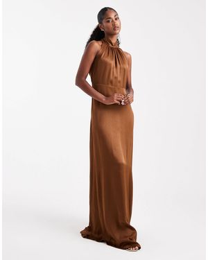 Maids To Measure Bridesmaid Halter Neck Maxi Dress - Brown