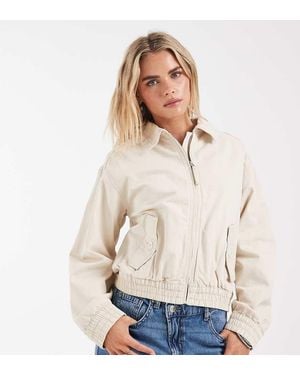 ASOS Asos Design Petite Washed Cotton Bomber Jacket - Natural