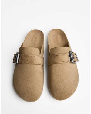 Bershka Clogs With Buckle Detail - Brown