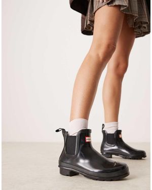 HUNTER Botas Chelsea De Agua Negras Brillantes Original De - Negro