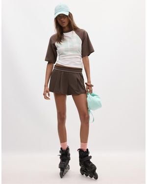 Stradivarius Smart Shorts With Elasticated Waistband - Brown