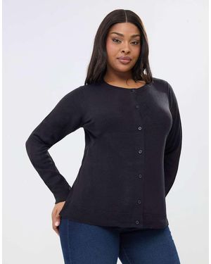 Yours Clothing Button Through Cardigan - Blue