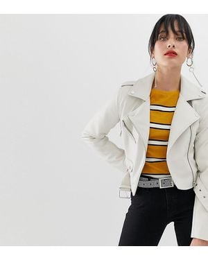 Stradivarius Chaqueta biker blanca de poliuretano - Blanco