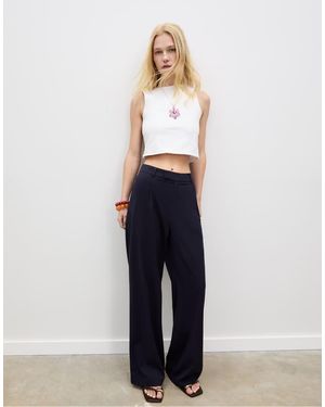 Stradivarius Pantaloni Formali A Fondo Ampio - Bianco