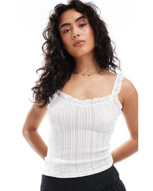 Miss Selfridge Top De Tirantes De Punto Pointelle Con Diseño Bordado De -Blanco