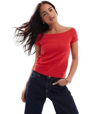 Hollister Off Shoulder Relaxed T-shirt - Red