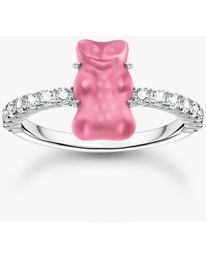 Thomas Sabo Ring Van Met Roze Mini Goldbears En Zirkoniasteentjes