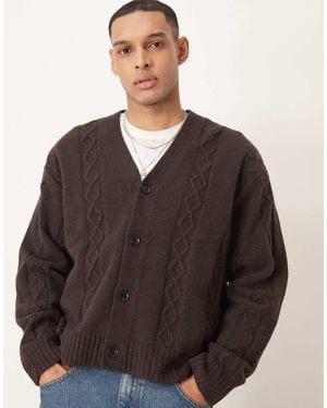 Abercrombie & Fitch Fuzzy Cropped Knit Cardigan - Green